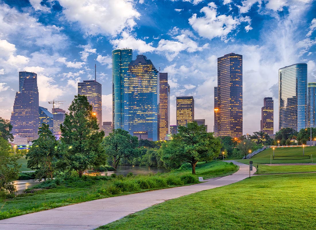 Houston, TX - Street View of Houston, Texas Late in the Afternoon